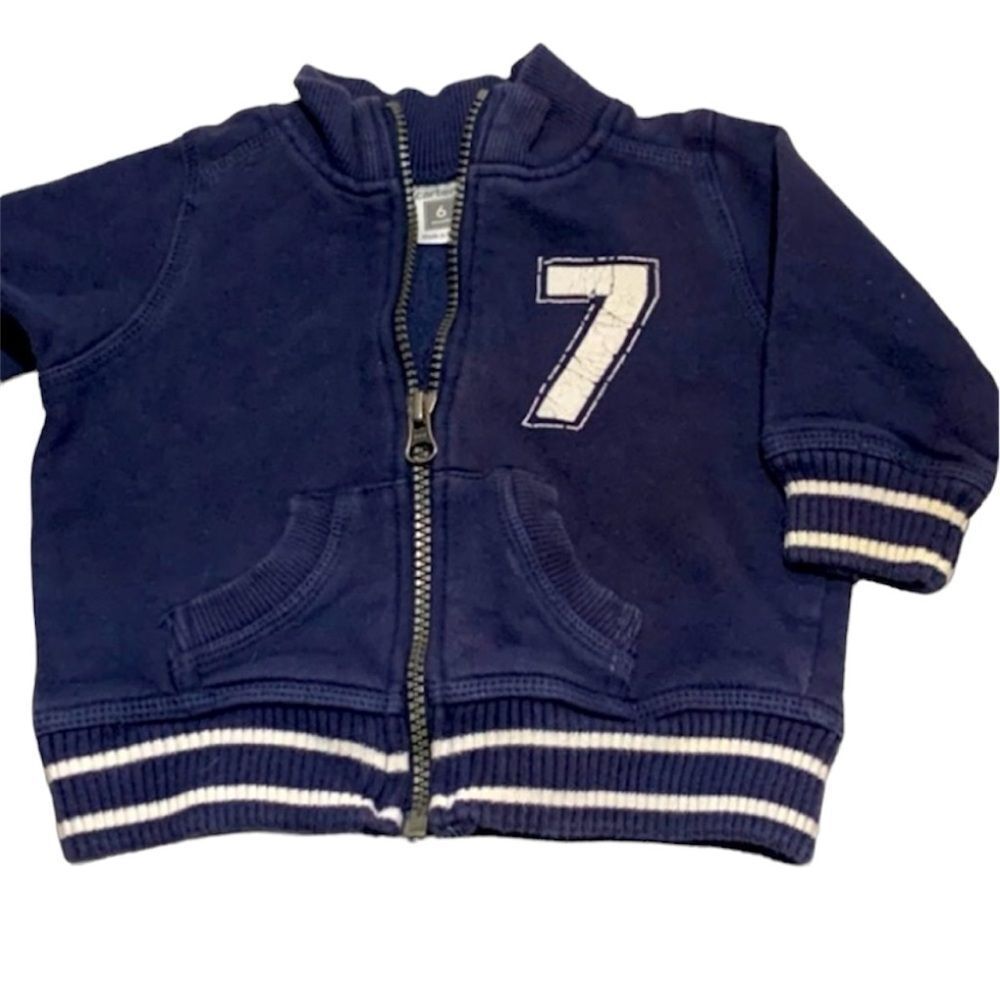 Carter’s Infant Baby Boys Letterman’s Jacket Full Zip Sweatshirt Navy Blue 3-6M